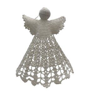 Handcrafted White Crochet Angel Ornament Decoration Christmas Tree Topper